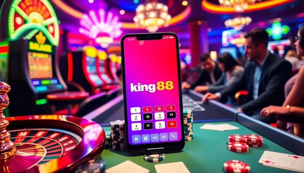 Engage with king88 at a luxurious casino table filled with chips and a roulette wheel.