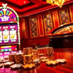 Experience excitement at the IDN Slot 777 machine with vibrant colors and luxurious casino ambiance.