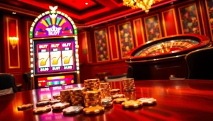 Experience excitement at the IDN Slot 777 machine with vibrant colors and luxurious casino ambiance.