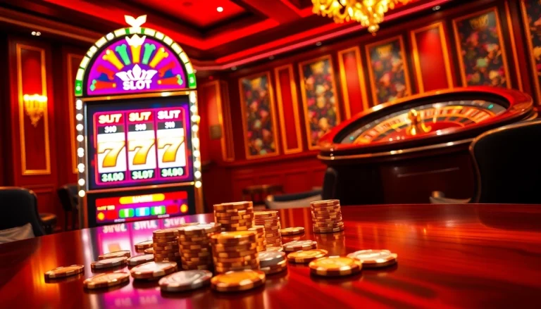 Experience excitement at the IDN Slot 777 machine with vibrant colors and luxurious casino ambiance.