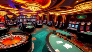 Experience the exciting atmosphere of a luxurious casino with lively gaming tables at loto188.gb.net.