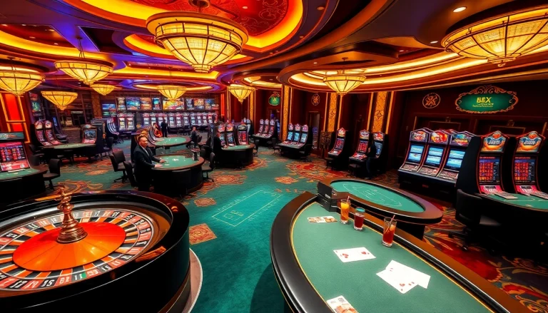 Experience the exciting atmosphere of a luxurious casino with lively gaming tables at loto188.gb.net.