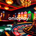 Experience thrilling gaming with onicplay on stunning casino tables filled with vibrant poker chips and slot machines.