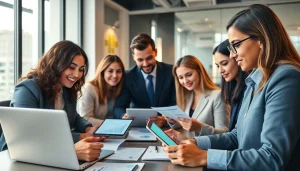 在现代办公室使用 WPS官网进行数字文档编辑的动态协作。