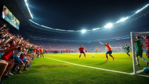 ผลบอลล่าสุด ในเกมฟุตบอลที่มีความร้อนแรง พร้อมภาพประทัดท่ามกลางแฟนบอลที่ตื่นเต้น