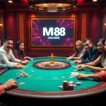 Players enjoying an exciting poker game scene at MM 88 casino, embodying luxury and thrill.