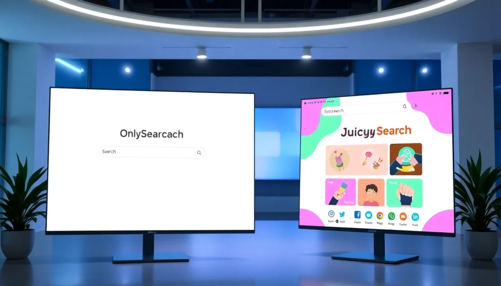 onlysearch vs juicysearch comparison showcasing modern design and usability features