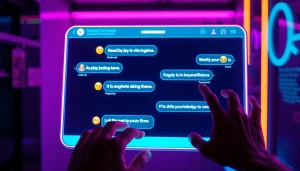 Engaging NSFW AI chatbot interaction with vibrant colors and modern digital design.
