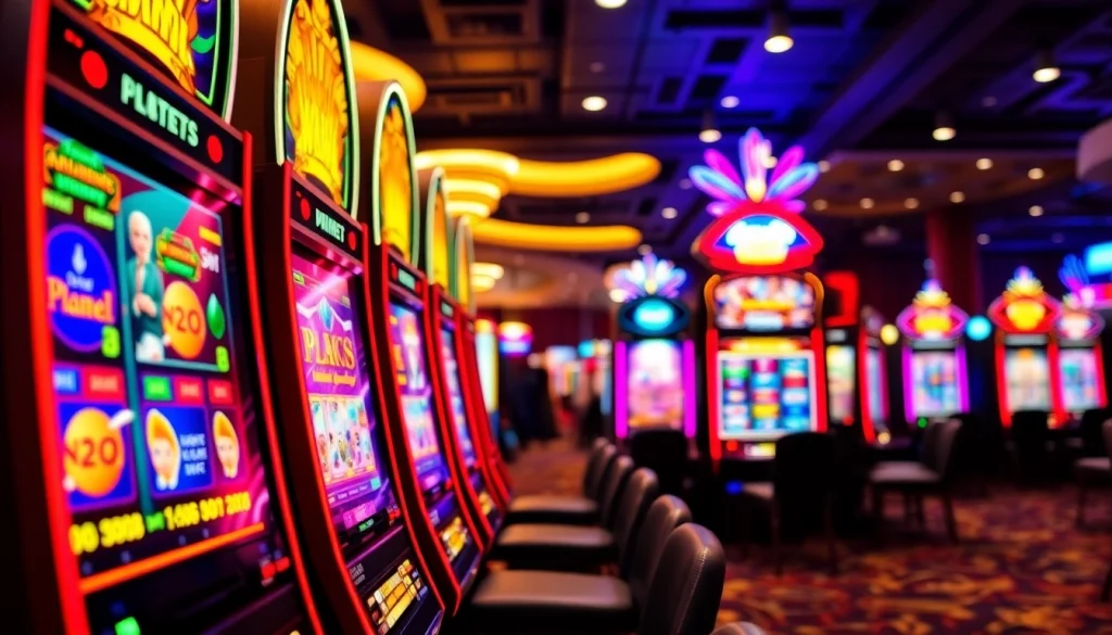 Menangkan permainan dengan slot deposit 1k yang menampilkan mesin slot berwarna-warni dan grafis mencolok.