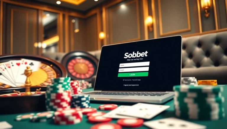 Placing bets on Sbobet login with vibrant online gambling atmosphere and casino elements.