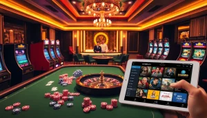 Experience the thrill of gaming at dom88.us.com with vibrant casino tables and exciting slot machines.