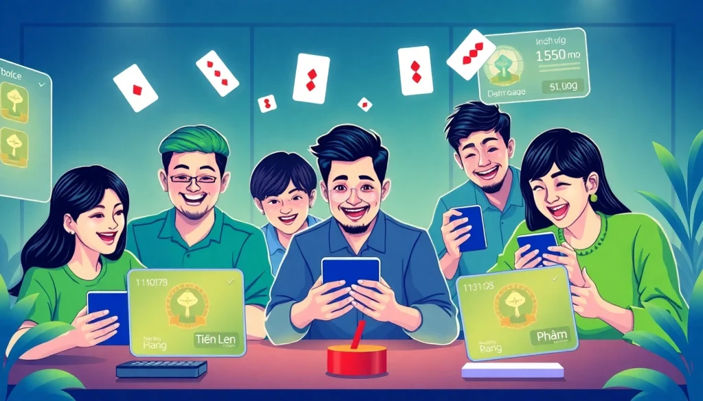 Engaging online gaming experience on gamebaidoithuong.com.vc showcasing players enjoying card games.