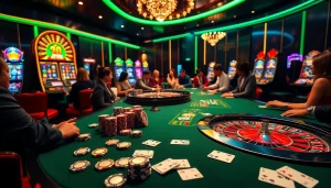 Players celebrating wins at Vt88 nhà cái casino table with chips, cards, and digital interfaces