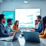 Utilize AI for competitor analysis in a collaborative and strategic environment with diverse professionals.