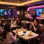 Guests enjoying premium karaoke experience at www.gangnamtune.com with luxurious ambiance and vibrant nightlife.