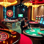 Joueurs engagés profitant des jeux de casino en ligne Français dans une atmosphère luxueuse.