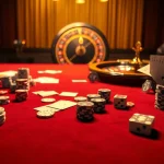 Participez à un gameplay palpitant dans un casino en ligne fiable, avec des jetons de poker vibrants et une action de roulette excitante.