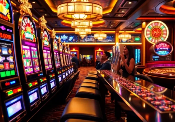 Players enjoying exciting slot machines in a vibrant casino environment.