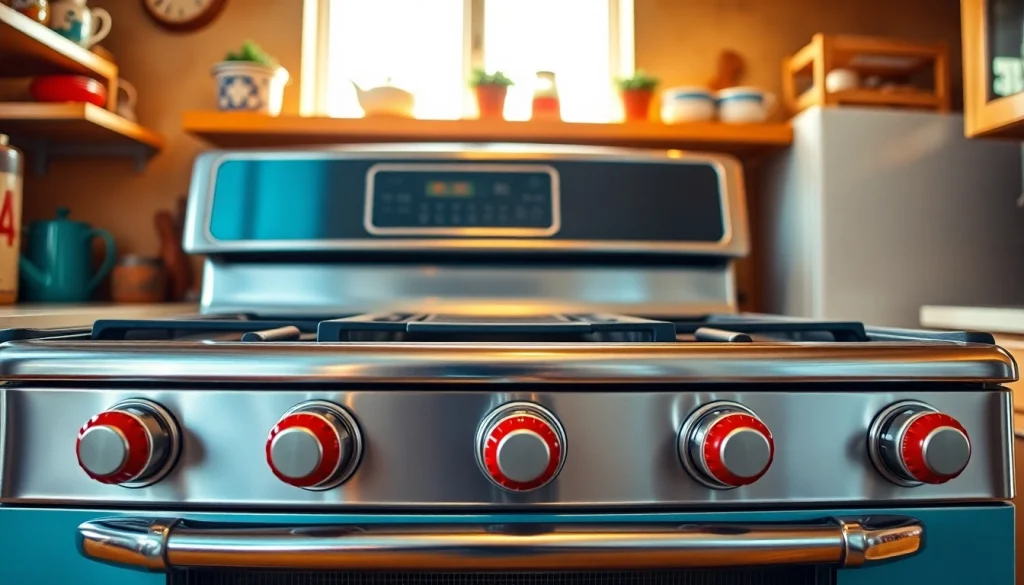 Cooking with a stylish Retro Oven showcasing its vibrant design and nostalgic charm.