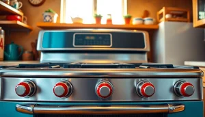 Cooking with a stylish Retro Oven showcasing its vibrant design and nostalgic charm.