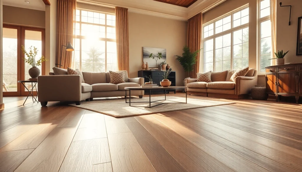 LVP flooring enhancing an elegant living room, illuminated by natural sunlight.