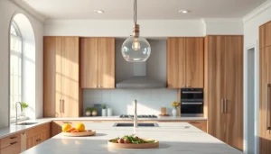 Enhance your kitchen aesthetics with beautiful island light fixtures illuminating the space.