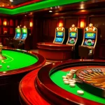 Célébrez les opportunités de gagner dans un casino en ligne fiable avec des jetons de poker et des roues de roulette.