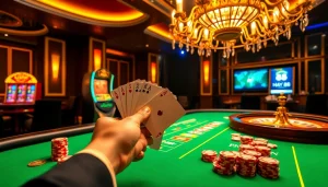 Experience the thrill of winning at Hay 88's luxurious casino tables with vibrant poker chips and cards.