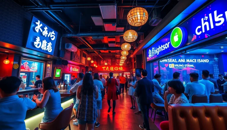 노래방, 활기찬 바, 행복한 손님들이 있는 제주도유흥의 생동감 넘치는 제주도 야경 모습.