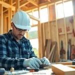 Carpentry apprenticeship training with a skilled professional at work amid construction tools.