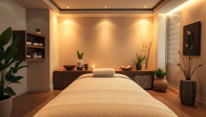 편안하고 잘 조명된 스파 환경에서 진정하는 마사지 경험에 몰두하세요.