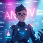 Engaging NSFW AI chatbot interface showcasing emotional interactions and user-generated content in a futuristic design.