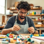 Mastering craft training as an artisan showcases unique techniques in a vibrant workshop.