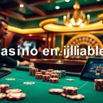 Participez à des jeux de poker palpitants dans un casino en ligne fiable, mettant en avant des jetons et des cartes dans un cadre élégant.