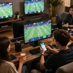 Engaging live betting scene as a player uses fly88 app to place sports bets with friends