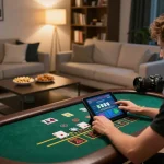 Engage with 78win through a lively online blackjack experience on a tablet in a cozy setting