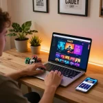 king33 player engaging in responsible online gambling strategy at home