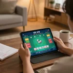 Engaging gameplay of tài xỉu online on a tablet in a cozy living room, showcasing an immersive betting experience.