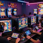 Pemain menikmati pengalaman mereka di permainan slot menarik Virus88 di ruang permainan yang cerah.