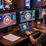 Engaging online gaming in a modern setup with hay88x on screens, showcasing vibrant casino action.