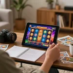 Pemain DASI4D terlibat dalam permainan slot online, menunjukkan gameplay strategis dan suasana nyaman