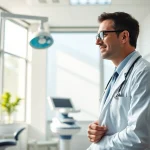 Health consultation with a professional doctor in a welcoming clinic environment.