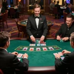 Players engaging in a live dealer baccarat game at AE888, showcasing strategic betting moments.