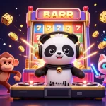 Experience the thrill with remixtoto in this vibrant casino-themed scene showcasing a DJ panda and exciting gaming elements.