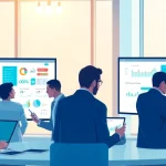 Showcase team collaboration using enterprise assistant saas in a modern office.
