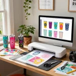 Crafting a cricut svg bundle tumbler design in a vibrant studio.