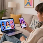 Engaging NSFW AI chat interaction showcasing playful character connection and vibrant digital ambiance.