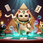 コインポーカー 使い方のガイドを示す、ダイナミックなポーカーテーブルのシーン。