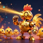 Gioca alla lista casino non AAMS con il robot-gallo dorato e gli effetti di gioco avvincenti.