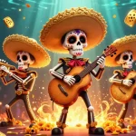 Engage in thrilling SBOBET copyright gaming with a vibrant mariachi band, slot reels, and dynamic casino elements.
